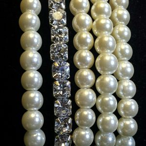 Avon Pretty Pearlesque & Rhinestone Bracelet Set